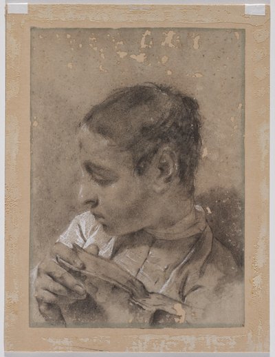 رأس شاب في ملف شخصي مع كتاب ، ج. 173040s. بواسطة جيوفاني باتيستا بيازيتا