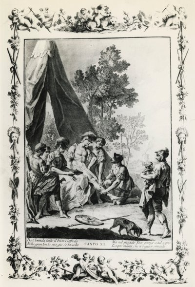 تسليم القدس ، رسم كانتو الحادي عشر لجيوفاني باتيستا بيازيتا (1683-1754) لقصيدة توركواتو تاسو (1544-1595) ، طبعة نُشرت في البندقية عام 1745 ، إيطاليا بواسطة جيوفاني باتيستا بيازيتا