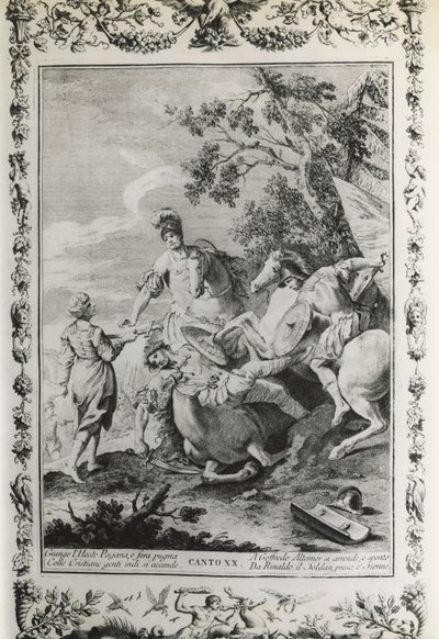 تسليم القدس ، كانتو XX ، رسم توضيحي لجيوفاني باتيستا بيازيتا (1683-1754) لقصيدة توركواتو تاسو (1544-1595) ، طبعة نُشرت في البندقية عام 1745 ، إيطاليا بواسطة جيوفاني باتيستا بيازيتا