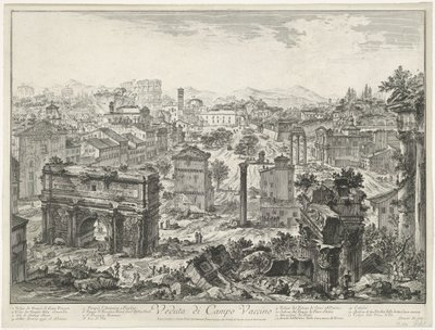 منتدى رومانوم تي روما منظر لكامبو فاتشينو (العنوان على الكائن) Gezichten op Rome (عنوان المسلسل) مناظر لروما رسمها ونقشها المهندس المعماري جيامباتيستا بيرانيزي Ve (nez) iano (عنوان السلسلة) بواسطة جيوفاني باتيستا بيرانيسي