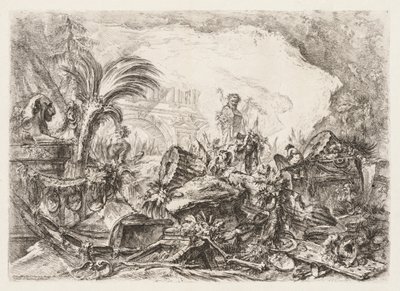 Groteschi: أطلال مع تمثال Faun والعمود الساقط ، كاليفورنيا. 1745-50. بواسطة جيوفاني باتيستا بيرانيسي