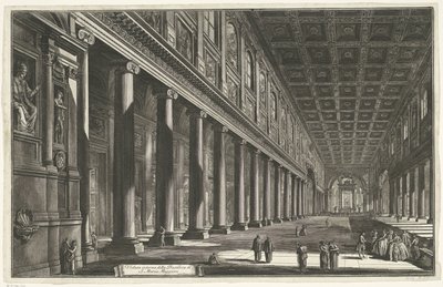 داخل سانتا ماريا ماجوري في روما منظر داخلي لكنيسة S. Maria Maggiore (العنوان على الكائن) Gezichten op Rome (عنوان المسلسل) مناظر لروما رسمها ونقشها المهندس المعماري جيامباتيستا بيرانيزي Ve (nez) iano (عنوان السلسلة) بواسطة جيوفاني باتيستا بيرانيسي