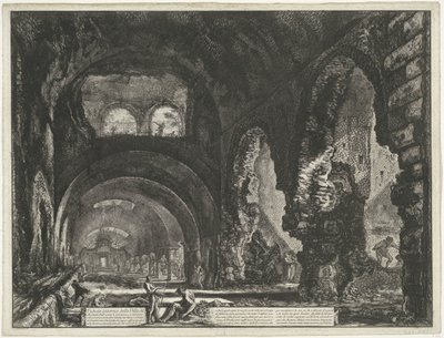 Interieur van de Tempel van Hercules Victor te Tivoli منظر داخلي لـ Villa di Mecenate (العنوان على الكائن) Gezichten op Rome (عنوان المسلسل) مناظر لروما رسمها ونقشها المهندس المعماري جيامباتيستا بيرانيزي Ve (nez) iano (عنوان السلسلة) بواسطة جيوفاني باتيستا بيرانيسي