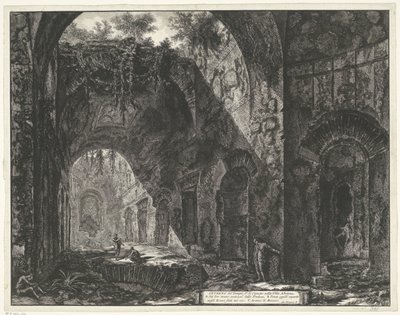 Interieur van de Tempel van de god Canopus in de Villa Adriana te Tivoli داخل معبد كانوب في فيلا أدريانا (العنوان على الكائن) Gezichten op Rome (عنوان المسلسل) مناظر لروما رسمها ونقشها المهندس المعماري Giambattista Piranesi Ve (ne بواسطة Giovanni-Battista Piranesi