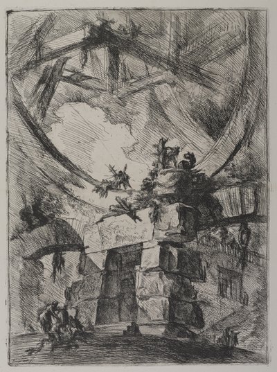 Invenzioni Capric di Carceri، Hind 9، First State of Three، c.1749 (نقش على ورق منضد) بواسطة جيوفاني باتيستا بيرانيسي