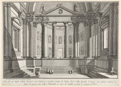 اللوحة 9: قاعة ذات أعمدة حسب تقاليد الرومان القدماء ، والكوات المزين ... ، 1743. بواسطة جيوفاني باتيستا بيرانيسي