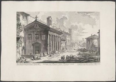 تمبل فان بورتونوس تي روما منظر لمعبد فورتونا فيريل (العنوان على الجسم) Gezichten op Rome (عنوان المسلسل) مناظر لروما رسمها ونقشها المهندس المعماري جيامباتيستا بيرانيزي Ve (nez) iano (عنوان السلسلة) بواسطة جيوفاني باتيستا بيرانيسي