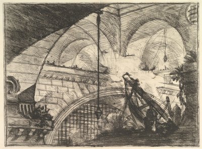 القوس مع زخرفة قذيفة ، من Carceri dinvenzione Imaginary Prison ، ca. 1749-50. بواسطة جيوفاني باتيستا بيرانيسي