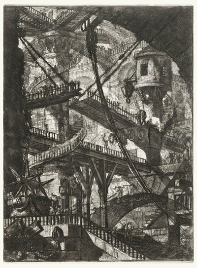 الجسر المتحرك ، اللوحة السابعة من سلسلة سجون الاختراع بواسطة Giovanni-Battista Piranesi