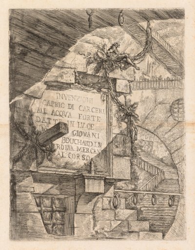 السجون: صفحة العنوان - داخل السجن بواسطة Giovanni-Battista Piranesi
