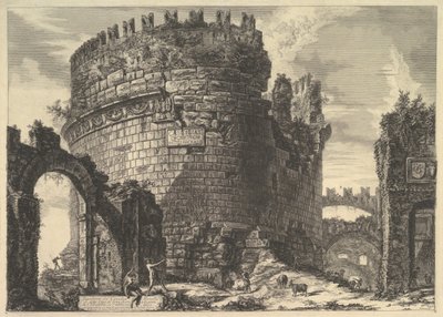 قبر Caecilia Metella ، من Vedute di Roma Roman Views ، ca. 1762. بواسطة جيوفاني باتيستا بيرانيسي