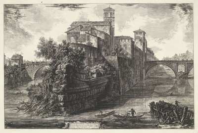 تيبيرييلاند تي روما منظر لجزيرة التيبر (العنوان على الكائن) Gezichten op Rome (عنوان المسلسل) مناظر لروما رسمها ونقشها المهندس المعماري جيامباتيستا بيرانيزي Ve (nez) iano (عنوان السلسلة) بواسطة جيوفاني باتيستا بيرانيسي