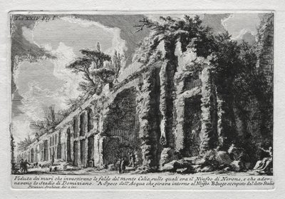 منظر للجدران التي أصابت منحدرات مونتي سيليو. بواسطة Giovanni Battista Piranesi