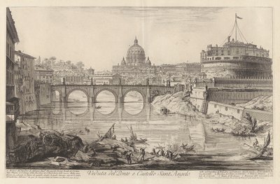 منظر للجسر وقلعة سانت بواسطة Giovanni-Battista Piranesi