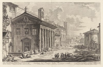منظر لمعبد فورتونا فيريل. Oggi S. Maria Egizziaca degli Armeni (منظر لمعبد Fortuna Virilis. الآن كنيسة Santa Maria Egizziaca الأرمنية [يُعتقد الآن أنها معبد Portunus]) ، من Vedute di Roma (مناظر لروما) بواسطة جيوفاني باتيستا بيرانيسي