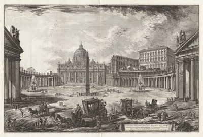 منظر للميدان الكبير وكنيسة سان. بطرس (منظر لساحة كبيرة وكنيسة القديس بطرس بواسطة Giovanni-Battista Piranesi