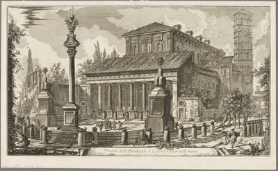 منظر لكنيسة S. Lorenzo fuori delle Mura [S. Lorenzo خارج الأسوار] ، من مناظر روما بواسطة جيوفاني باتيستا بيرانيسي