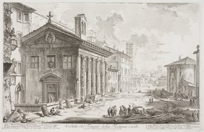 منظر لمعبد Fortuna Virilis ، الآن الكنيسة الأرمنية S. Maria Egizziaca ، حوالي 1760-1778 (حفر) بواسطة جيوفاني باتيستا بيرانيسي