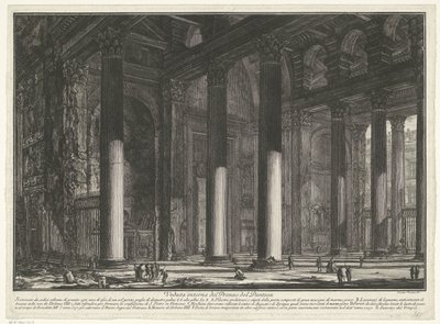 فوربورتال فان هيت بانثيون تي روما منظر داخلي لـ Pronaos of the Pantheon (العنوان على الكائن) Gezichten op Rome (عنوان المسلسل) مناظر لروما رسمها ونقشها المهندس المعماري جيامباتيستا بيرانيزي Ve (nez) iano (عنوان السلسلة) بواسطة جيوفاني باتيستا بيرانيسي