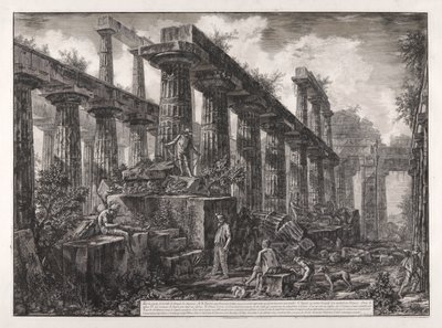 منظر لبقايا سيلا من معبد نبتون ، من مناظر مختلفة لـ بواسطة Giovanni-Battista Piranesi