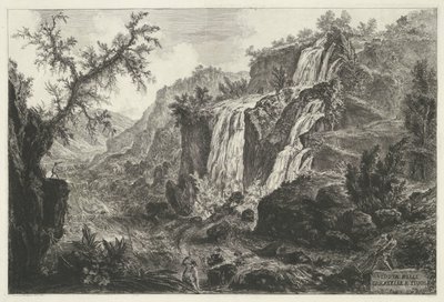 Watervallen te Tivoli منظر للشلالات في تيفولي (العنوان على الجسم) Gezichten op Rome (عنوان المسلسل) مناظر لروما رسمها ونقشها المهندس المعماري جيامباتيستا بيرانيزي Ve (nez) iano (عنوان السلسلة) بواسطة جيوفاني باتيستا بيرانيسي