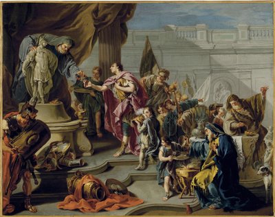 سكيبيون الأفريقي (بابليوس كورنيليوس سكيبيو أفريكانوس) (235-183 قبل الميلاد) يكرّم الإله المريخ (سكيبيو يحترم المريخ) - لوحة لجيوفان باتيستا بيتوني (1687-1767) ، زيت على قماش (71.7 × 91.1 سم) - مجموعة خاصة بواسطة جيوفاني باتيستا بيتوني