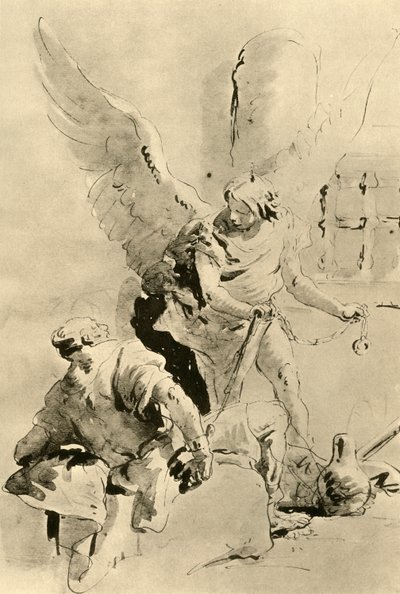 يظهر ملاك للرسول بطرس في السجن ، منتصف القرن الثامن عشر ، 1928 بواسطة جيوفاني باتيستا تيبولو