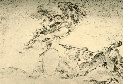 الملائكة يلعبون الآلات الموسيقية ، c1755 ، 1928 بواسطة جيوفاني باتيستا تيبولو