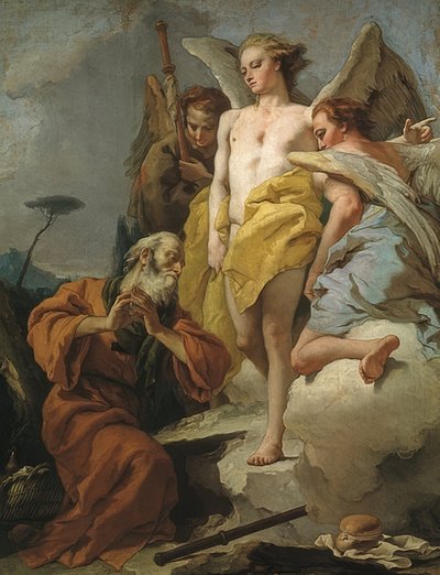 الملائكة الثلاثة يزورون إبراهيم. حوالي عام 1770 بواسطة جيوفاني باتيستا تيبولو