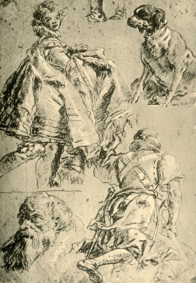 دراسات تفصيلية للجداريات في القيصر في المسكن في فورتسبورغ ، 1751-1752 ، 1928 بواسطة جيوفاني باتيستا تيبولو