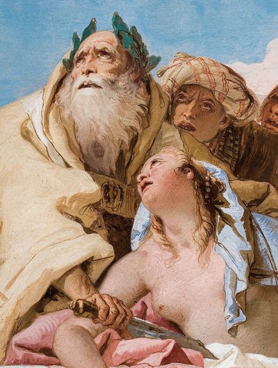 تفاصيل Calchas و Iphigenia من ذبيحة Iphigenia ، من قاعة المدخل في Palazzina ، 1757 بواسطة جيوفاني باتيستا تيبولو