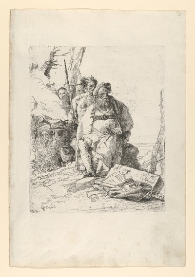 ساحر مع أربع شخصيات بالقرب من مذبح الدخان ، من شيرزي ، كاليفورنيا. 1743-52. بواسطة جيوفاني باتيستا تيبولو