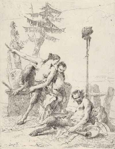 عائلة ساتير بان وعائلته ، من شيرزي ، كاليفورنيا. 1743-50. بواسطة جيوفاني باتيستا تيبولو