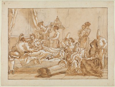 الطفل Punchinello في السرير مع والديه ، c.1800 بواسطة جيوفاني باتيستا تيبولو
