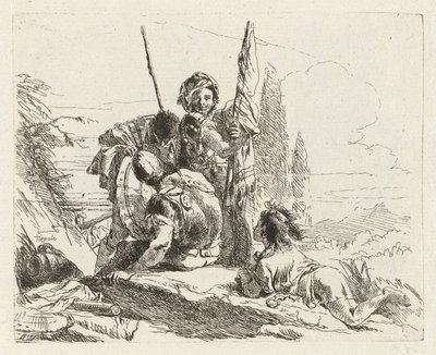 ثلاثة جنود وصبي ، من فاري كابريتشي (مختلف Capriccios) بواسطة Giovanni-Battista Tiepolo