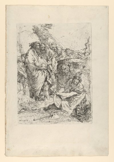 امرأة راكعة أمام السحرة وشخصيات أخرى ، من Scherzi ، كاليفورنيا. 1743-50. بواسطة جيوفاني باتيستا تيبولو