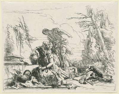 النساء والرجال بخصوص محرقة العظام المحترقة بواسطة Giovanni Battista Tiepolo