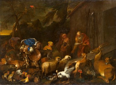 نوح والحيوانات تدخل الفلك ، حوالي 1630-1632 (زيت على قماش) بواسطة جيوفاني بينيديتو كاستيجليون