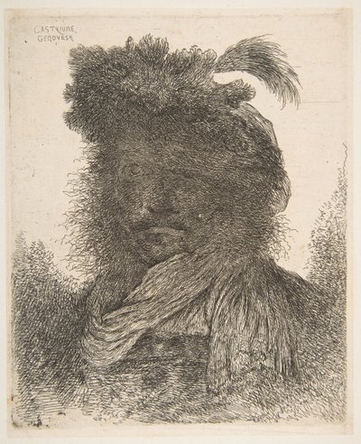 تحول رأس رجل في الظل قليلاً إلى اليسار ، من سلسلة Large Or ...، ca. 1645-1650. بواسطة جيوفاني بينيديتو كاستيجليون