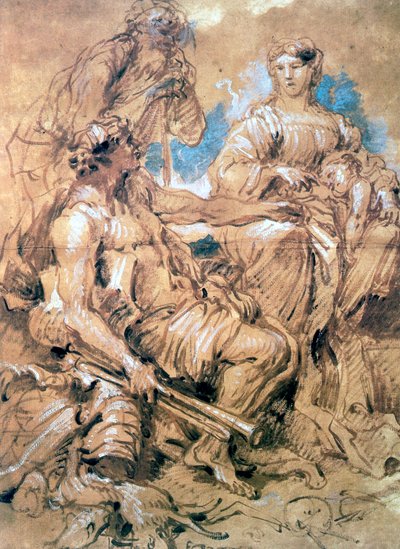 دراسة الأشكال في الزي ، c1635-1670 بواسطة جيوفاني بينيديتو كاستيجليون