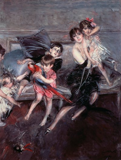 Mrs Edwards with four children and nanny بواسطة جيوفاني بولديني