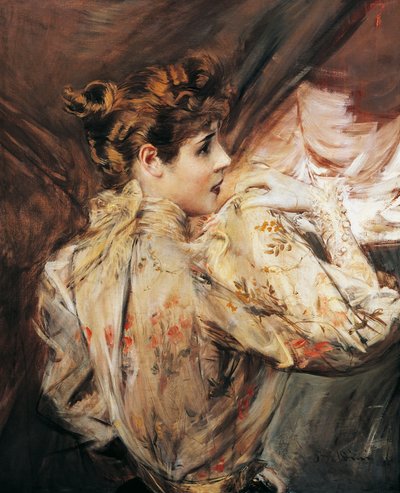 Portrait of Eleonora Duse (Vigevano 1858 - Pittsburgh 1924), Italian actress, Painting by Giovanni Boldini (1842-1931) بواسطة جيوفاني بولديني
