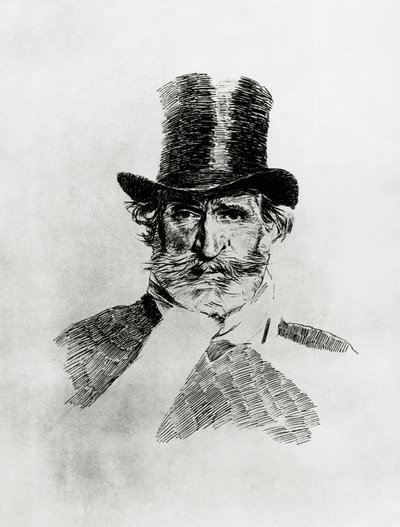 Portrait of Giuseppe Verdi (1813-1901), Italian composer, drawing by Giovanni Boldini (1842-1931) بواسطة جيوفاني بولديني