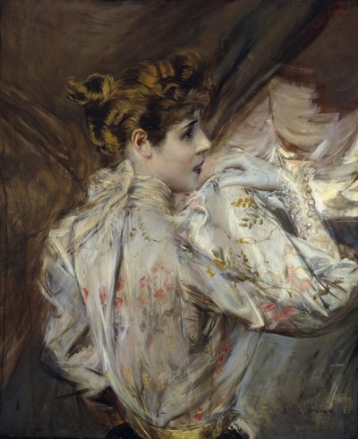 صورة لامرأة شابة في الملف الشخصي Eleonora Duse ، c. 1895. بواسطة جيوفاني بولديني