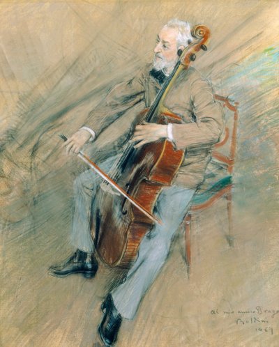 Portrait of cellist Gaetano Braga بواسطة جيوفاني بولديني