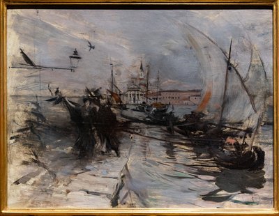 البندقية ، القديس جورجيو ماجيوري من المدينة ، حوالي عام 1885 (زيت على لوح) بواسطة جيوفاني بولديني