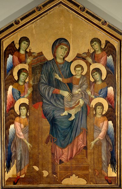 العذراء والطفل في مهيب محاطان بستة ملائكة. لوحة ل Gualtieri Giovanni dit Cimabue (حوالي 1240-1302) بواسطة جيوفاني سيمابو