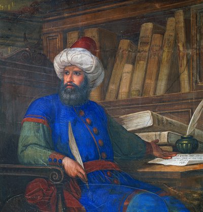 صورة لأندريا ألباغو (1450-1522) ، طبيب وفيلسوف ، لوحة جدارية لجيوفاني دي مين (1786-1859) ، دار البلدية ، بيلونو ، فينيتو ، إيطاليا بواسطة جيوفاني ديمين