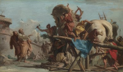 بناء حصان طروادة. حوالي 1760 بواسطة جيوفاني دومينيكو تيبولو