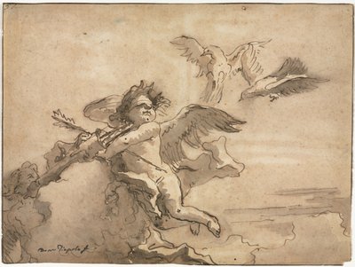 كيوبيد معصوب العينين واثنين من الحمائم ، 1757 أو بعد ذلك. بواسطة جيوفاني دومينيكو تيبولو